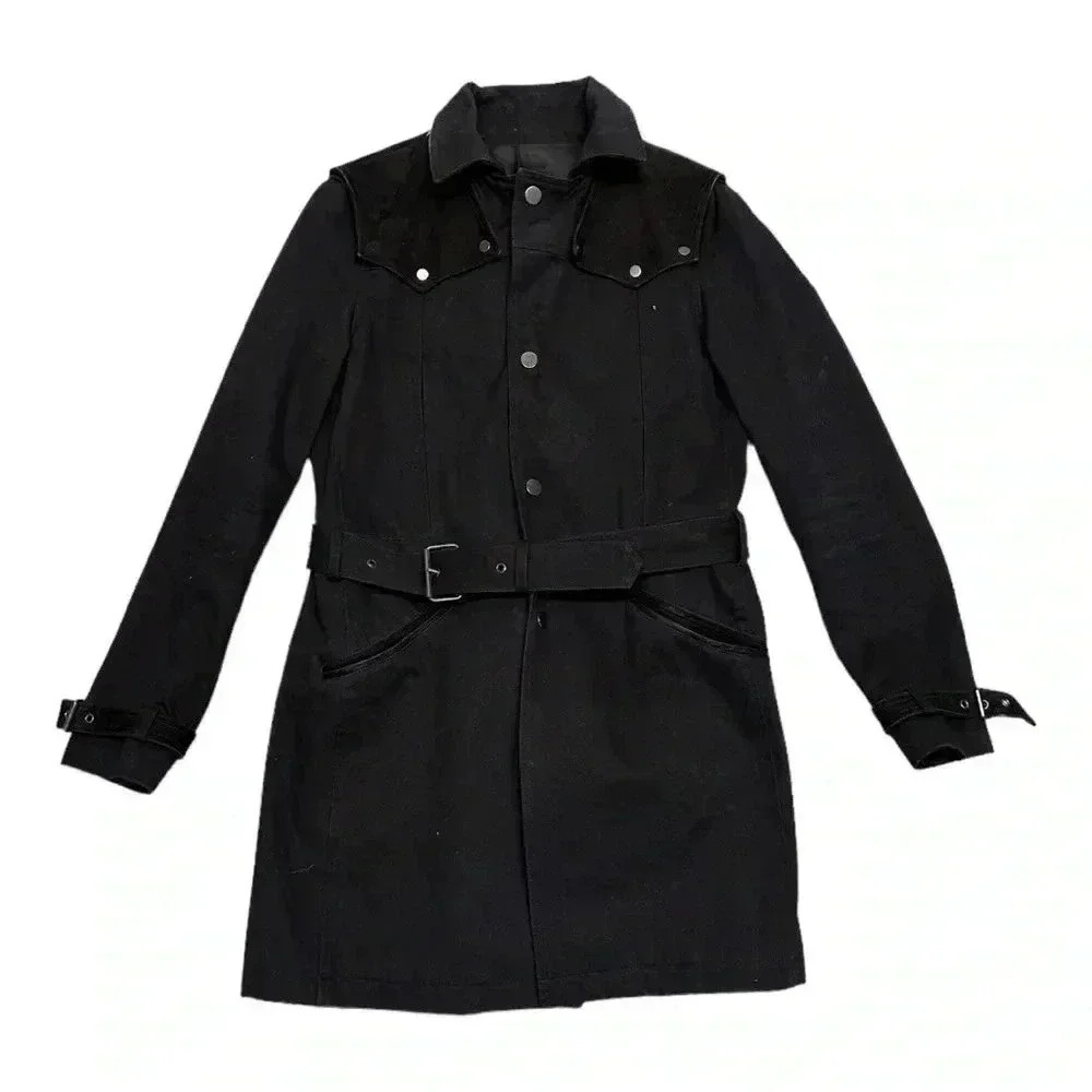 The Kooples  Black Trench with Leather Yoke